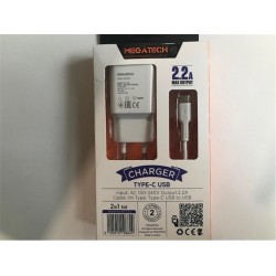 Megatech Mt-CT2 2.2a 2ın1 Typc-e Ev Şarj+Type-c Kablo Hızlı Şarj