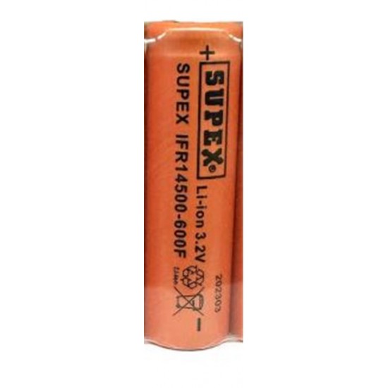 Supex IFR14500-600F 3.2V Düz Kafa LifePo4 Pil