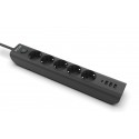 INCA IPW-44TU 5li 1,5mt Siyah 3Usb+Typ-C Akım Korumalı  Led Tuşlu Priz
