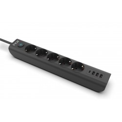 INCA IPW-44TU 5li 1,5mt Siyah 3Usb+Typ-C Akım Korumalı  Led Tuşlu Priz