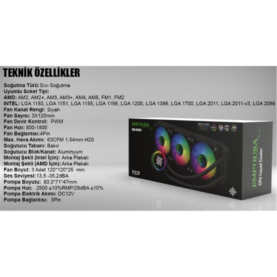 INCA ISS-03XN 3X120 360 ARGB Kumandalı AM5+1700P Cpu Sıvı Soğutma(Intel LGA 1200-115X-2011) INCA ISS-03XN 3X120 360 ARGB Kumandalı AM5+1700P Cpu Sıvı Soğutma(Intel LGA 1200-115X-2011)