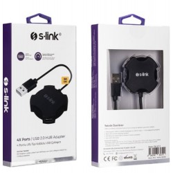 S-link Swapp SW-U212 Siyah Usb 2.0 4 Port Hub Kablolu Çevirici Adaptör