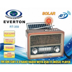 Everton RT-359 Fm-Am-Sw-Usb&Tf Player Güneş Enerjili Nostaljik Radyo