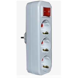 Mutlusan 3lü Topraklı Anahtarlı  Fiş,Priz Düz Tip (001 170 033004 00 00 )