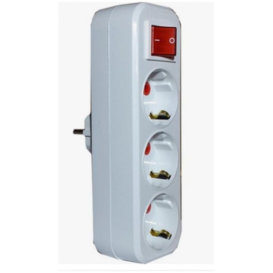 Mutlusan 3lü Topraklı Anahtarlı  Fiş,Priz Düz Tip (001 170 033004 00 00 )