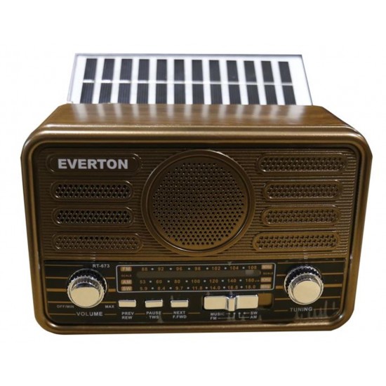 Everton Rt-673 Bluetooth Fm-Usb-Tf- Şarjlı Solar Nostaljik Radyo