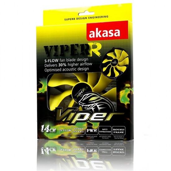 AKASA AK-FN073 Viper R 12cm Yuva için 14cm S-Flow Yüksek Performanslı Sessiz Fan