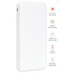 SnapMax SNP-3000 Beyaz 10.000 mah Powerbank 2x USB Çıkışlı 1 Type-C ve 1 Micro Girişli