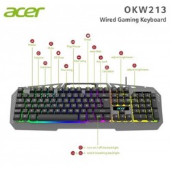 Acer OKW213 Gri RGB Rainbow Backlit Gaming Keyboard Rainbow (Kablo Uzunluğu 1,5mt)