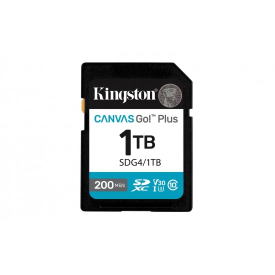 Kingston SDG4-1TB 1TB SDXC Canvas Go Plus Gen4 200MB-s C10 UHS-I U3 V30 Hafıza Kartı