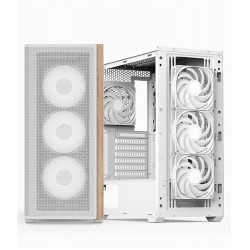 Aerocool AE D501A WH 4x12cm  Fanlı Ahşap Ön Panel Tempered Cam Yan ve Mesh Ön Panel, USB Type-C,ATX