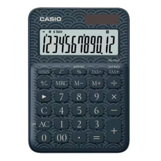 Casio MS-20UC-JBU 12 Hane Lacivert Desenli Masa Üstü Hesap Makinesi