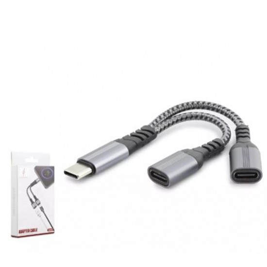 Hadron Gj-017 Type-C To 2-Type-C F Kablo Car Şarj 100W Siyah