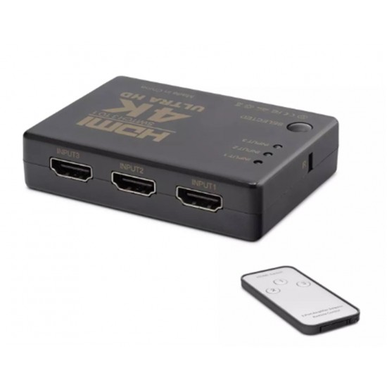 Hadron Hdx1308 3 port Hdmi Switch 3Giriş 1Çıkış 4K Kumandalı