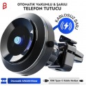 Enkado Otomatik Vakumlu Kablosuz Şarjlı Araç İçi Telefon Tutucu