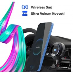 Enkado Otomatik Vakumlu Kablosuz Şarjlı Araç İçi Telefon Tutucu