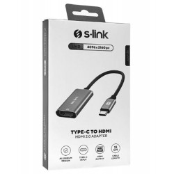 S-link SWV-USBC028 4K@30Hz Gri Metal Type-C to HDMI Adaptör