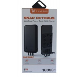 SnapMax SNP-3007 10.000 mah Siyah Vantuzlu Kablosuz ve 3in1 Kablolu Powerbank