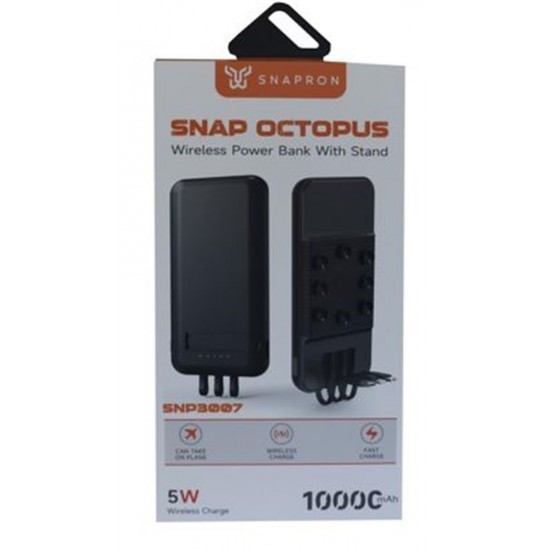 SnapMax SNP-3007 10.000 mah Siyah Vantuzlu Kablosuz ve 3in1 Kablolu Powerbank