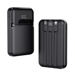 SnapMax SNP-3006 10.000 mah Hızlı Şarj LED Göstergeli 3in1 Dahili Kablolu Powerbank