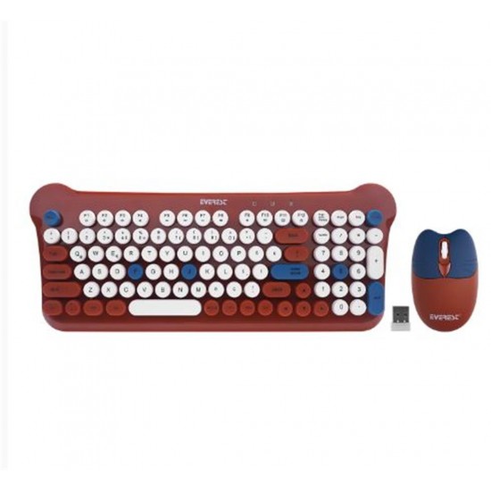 Everest KM-6244 BUNNY Renkli Tuşlu Kahverengi 2.4 ghz + BT Kablosuz Q Multimedia Klavye + Mouse Set