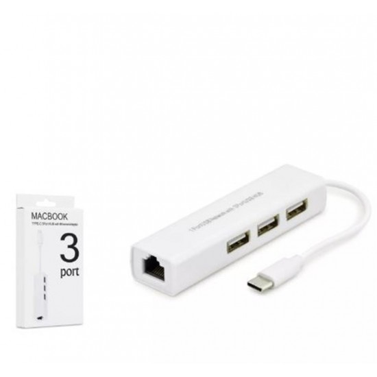 Hadron Hdx7007 Type-C Hub Combo 3-Usb + Lan Beyaz