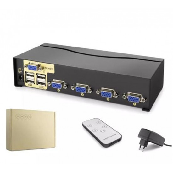 Hadron Hdx1381  4 Port  Vga Kvm Switch Uzaktan kumanda 5V adaptör