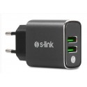 S-link SW-EHT36M 2 USB, 3.1A Metal Ev Sarj Cihazı ve Type-C Data + Sarj Kablosu