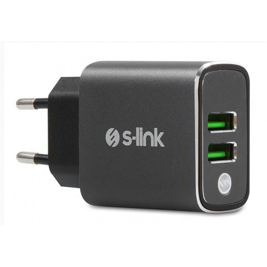 S-link SW-EHT36M 2 USB, 3.1A Metal Ev Sarj Cihazı ve Type-C Data + Sarj Kablosu