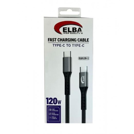 Elba Elb120-1 120w Type-c To Type-c 1Mt Siyah Örgülü  Şarj Kablosu ( Data Veri )