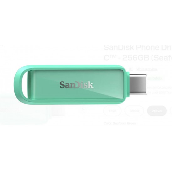 Sandisk SDIXS0N-256G-GN6NQ 256GB Phone Drive with USB-C-128GB (Seafoam Green) Flash Bellek