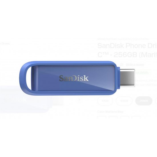 Sandisk SDIXS0N-256G-GN6ND 256GB Phone Drive with USB-C-128GB (Maritime Blue) Flash Bellek