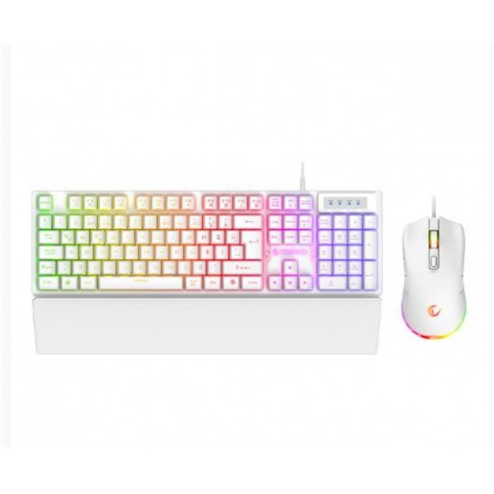 Rampage KM-RX7 FORTUNA V2 Gökkuşağı Aydınlatmalı USB Beyaz  Combo Q Gaming Klavye + 12800 dpi Mouse