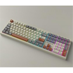 Everest KM-78 Rena Krem-Gri-Kahve Kablosuz 2.4 + BT RGB Aydınlatmalı Sessiz Q  Klavye + Mouse Se