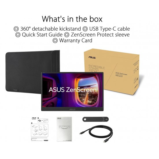 Asus 15.6 ZenScreen MB166CR 15.6 IPS 1920x1080 5ms USB-C Mat Ekran Taşınabilir USB Monitör