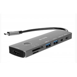S-link SW-U707 HDMI Gri Metal 7 in 1 2-USB 3.0, 1-Type-C  HDMI 4K60HZ, SD ve TF Type C Hub Adaptör