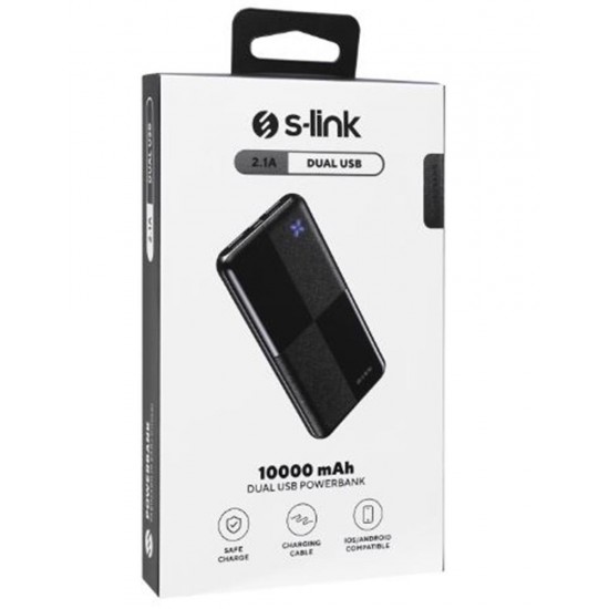 S-link IP-G12N 10000mAh Micro+Usb+ Type-C Giriş+Çıkış Siyah Taşınabilir Pil Şarj Cihazı Powerbank