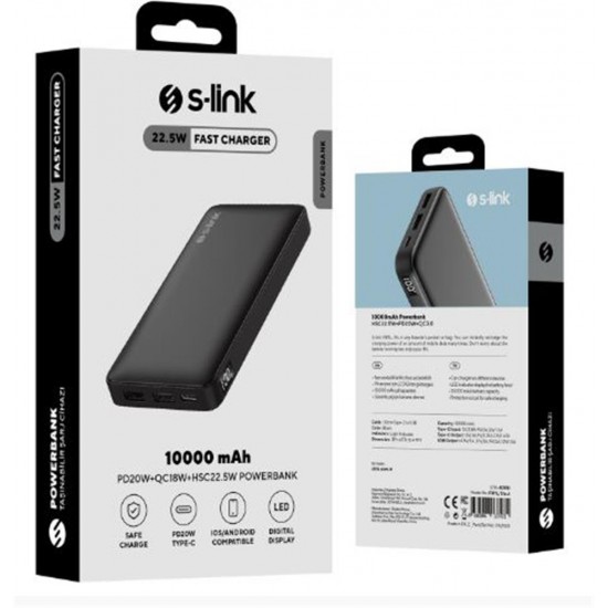 S-link P311L 10000mAh PRM LED Logo Siyah LCD Taşınabilir Pil Şarj Cihazı Powerbank