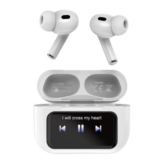 Asonic AS-TWS6S Beyaz Mobil Telefon Uyumlu Bluetooth 5.4V Ekranlı TWS Mikrofonlu Kulaklık