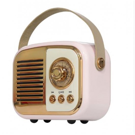 Mikado MD-24BT Echoes 3W 800mAh Pembe Usb+TF Kart+Bluetooth Destekli Klasik Retro Müzik Kutusu