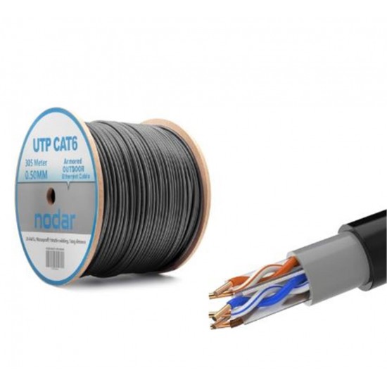 Nodar Nd2000 Utp Cat6 Dışmekan Kablo 23Awg Çift Pvc 4P- 1-0.50Mm Cca 305M Siyah
