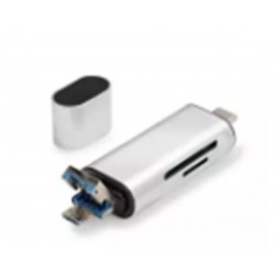 Hadron HDX7053 Kart Okuyucu Type-C OTG | microSD + SD Destekli | 480Mbps Gri