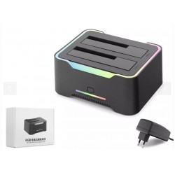 Hadron Hdx1790 HDD Docking – USB 3.0, 2.5 & 3.5 HDD-SSD, 8TB Destekli  RGB Siyah