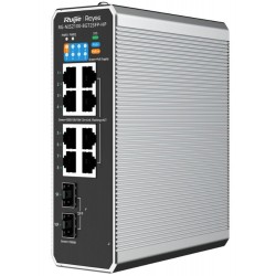 Ruijie RG-NIS2100-8GT2SFP-HP 8x10-100-1000 PoE+2xSFP Port IP40 Harici Güç Kaynağı Endüstriyel Switch