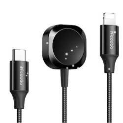 MCDODO CH-2980 Manyetik Apple Watch & Type-C to Lightning Kablosuz Şarj Cihazı -Siyah