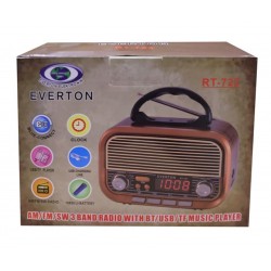 Everton RT-723 Dijital Göstergeli Şarjlı Nostaljik Radyo (AM-FM-SW Wıth BT-USB-TF )