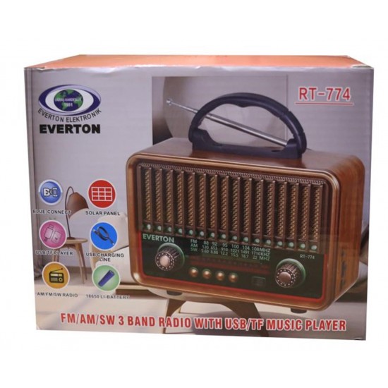 Everton RT-774  Bluetooth-USB-SD-FM  Şarjlı  Nostaljik Radyo