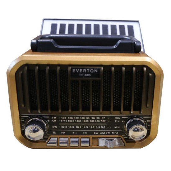 Everton RT-685  Şarjlı,Solarlı  Nostaljik Radyo ( Bluetooth-USB-SD-FM)