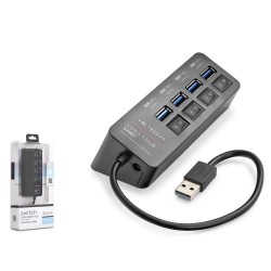 Hadron HDX7056 İetop Usb Hub 5Gbps 1x Usb 3.1 + 3x Usb 2.0 Switchli 4 Port Çoklayıcı Siyah