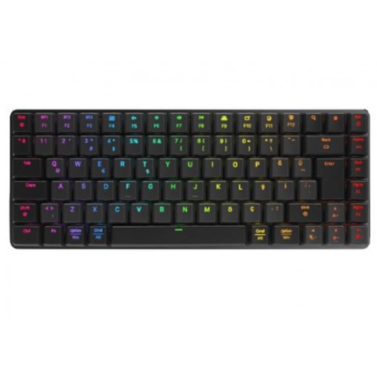 Rampage W-GRANITE Siyah-Gri Low Profile BLUE SWITCH Mekanik Gaming Oyuncu Klavye Q RGB 2,4 ghz+ BT